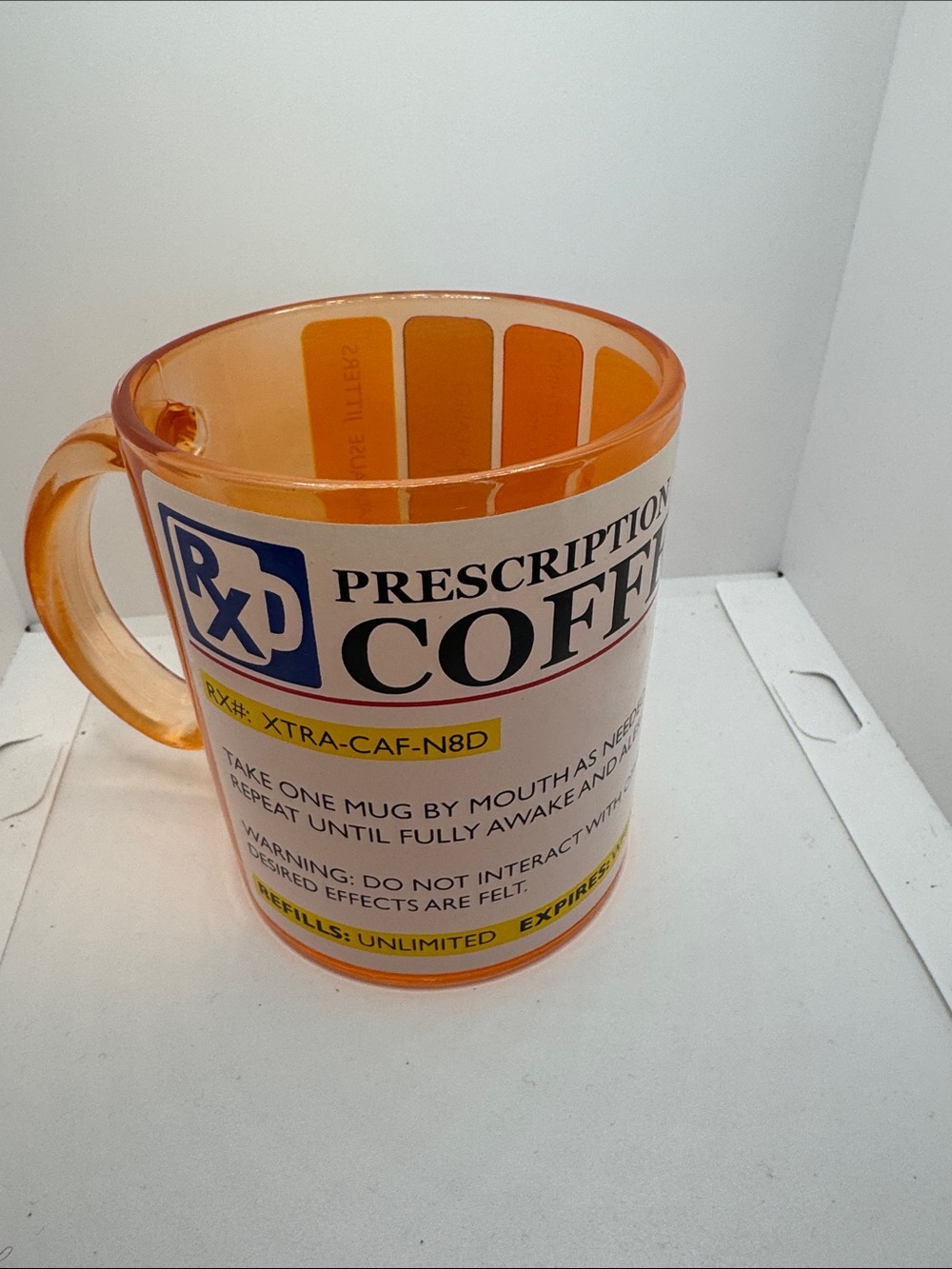 Spencer’s Prescription Coffee Orange Clear Mug
